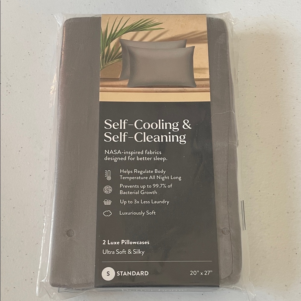 Miracle Made Luxe Standard Pillowcases in Grey cooling cotton